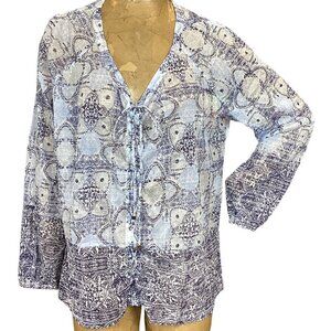 INC International Concepts Lace-up Sheer Shimmer Blouse Plus Sz 2X #308A
